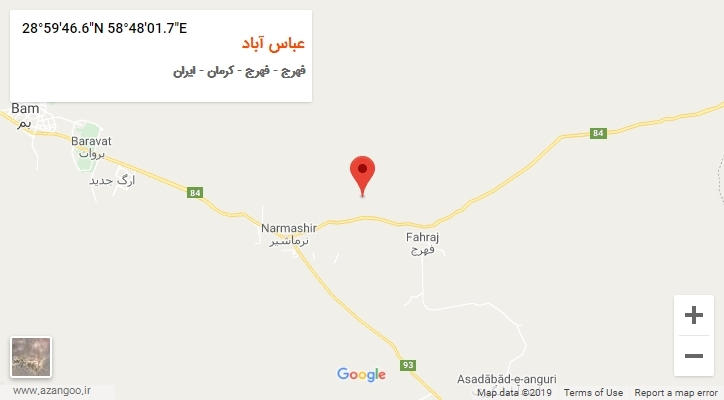 روستای عباس آباد بر روی نقشه