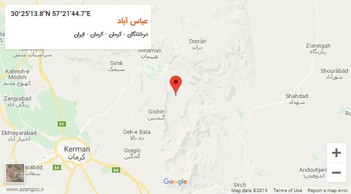 روستای عباس آباد بر روی نقشه