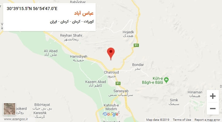 روستای عباس آباد بر روی نقشه