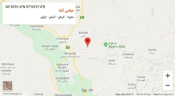 روستای عباس آباد بر روی نقشه