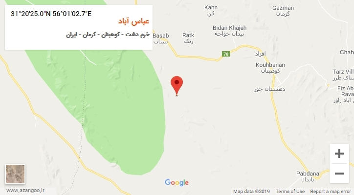 روستای عباس آباد بر روی نقشه