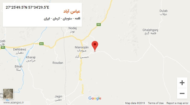 روستای عباس آباد بر روی نقشه