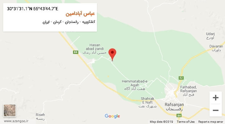 روستای عباس آبادامین بر روی نقشه