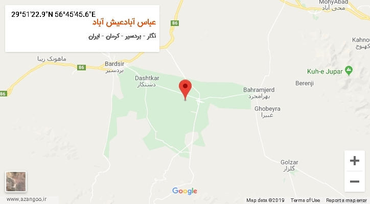 روستای عباس آبادعیش آباد بر روی نقشه