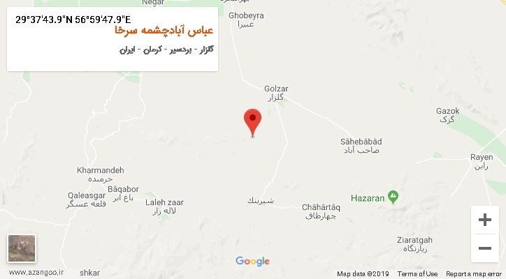 روستای عباس آبادچشمه سرخا بر روی نقشه