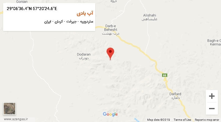 روستای آب بادی بر روی نقشه
