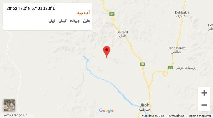 روستای آب بید بر روی نقشه