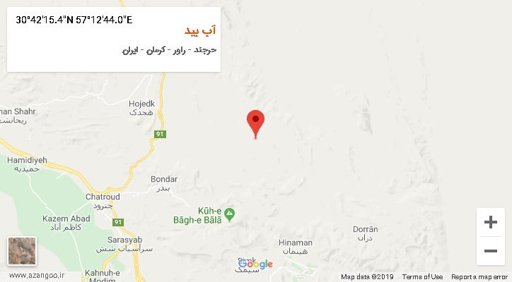 روستای آب بید بر روی نقشه