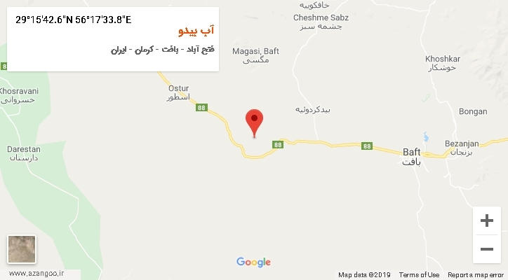 روستای آب بیدو بر روی نقشه