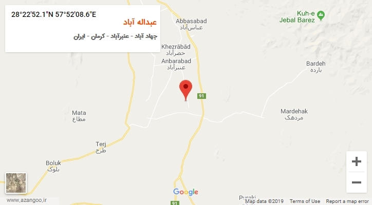 روستای عبداله آباد بر روی نقشه