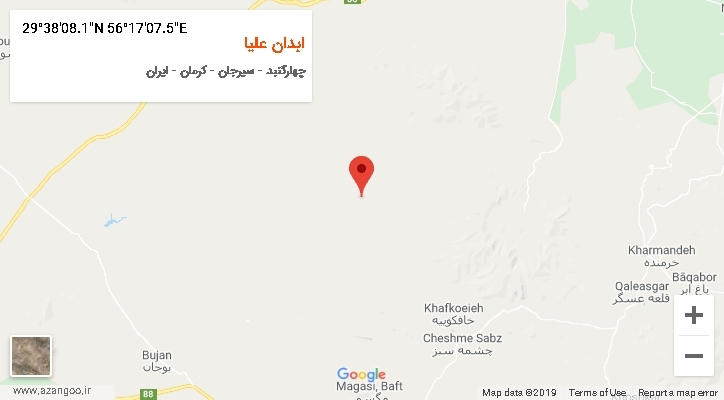 روستای ابدان علیا بر روی نقشه