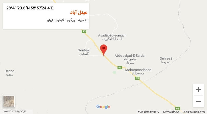 روستای عبدل آباد بر روی نقشه