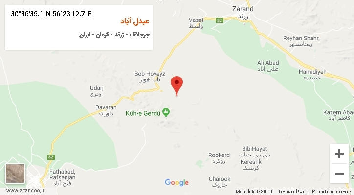 روستای عبدل آباد بر روی نقشه