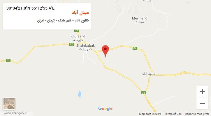 روستای عبدل آباد بر روی نقشه