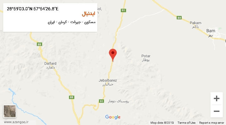 روستای ابدنبال بر روی نقشه