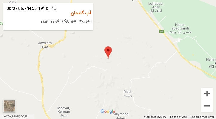 روستای آب گندمان بر روی نقشه