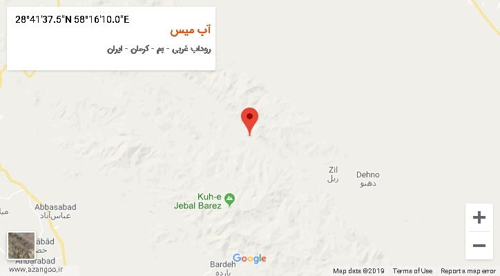 روستای آب میس بر روی نقشه