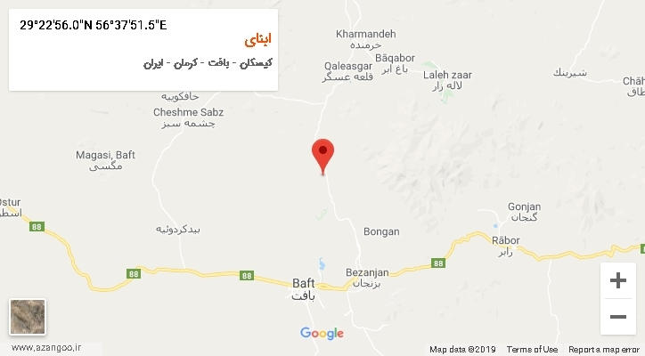 روستای ابنای بر روی نقشه