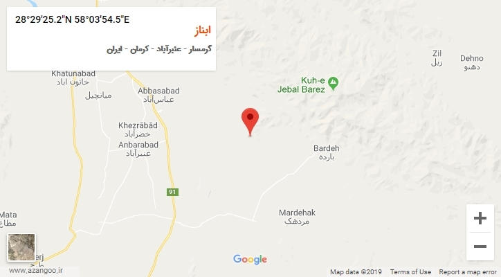 روستای ابناز بر روی نقشه