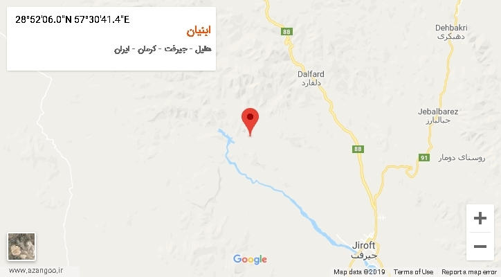 روستای ابنیان بر روی نقشه