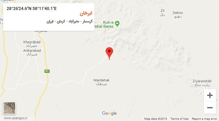 روستای ابرخان بر روی نقشه