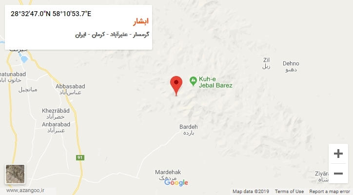 روستای ابشار بر روی نقشه
