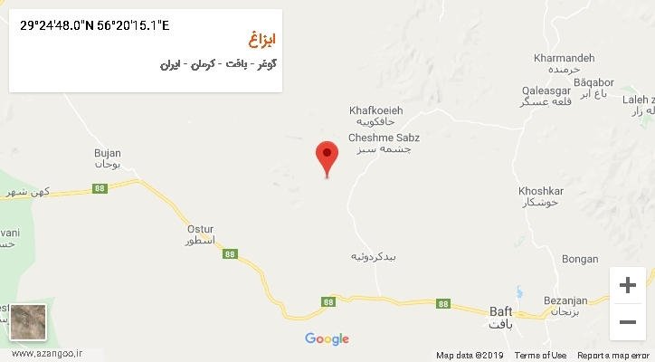 روستای ابزاغ بر روی نقشه