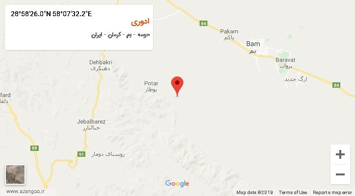 روستای ادوری بر روی نقشه