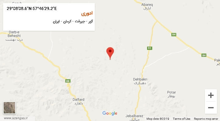 روستای ادوری بر روی نقشه