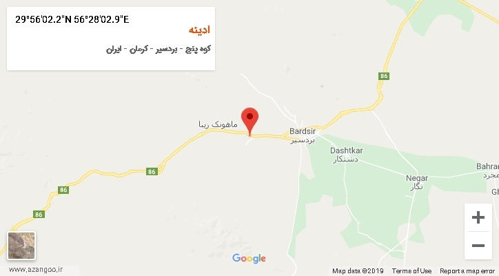 روستای ادینه بر روی نقشه