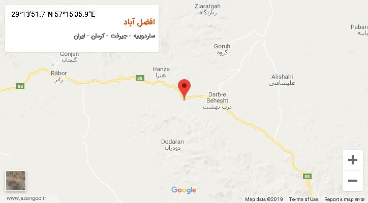 روستای افضل آباد بر روی نقشه