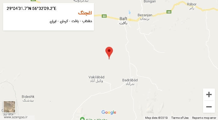 روستای اغجنگ بر روی نقشه