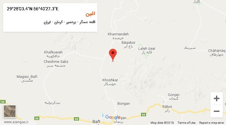 روستای اغین بر روی نقشه