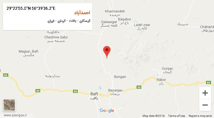 روستای احمدآباد بر روی نقشه