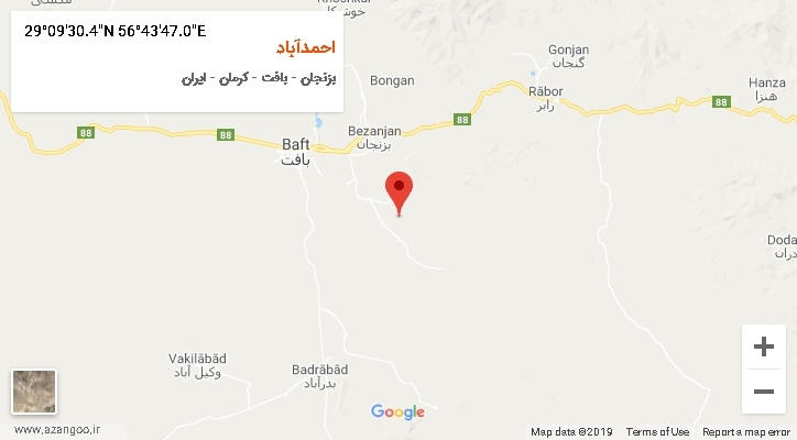 روستای احمدآباد بر روی نقشه