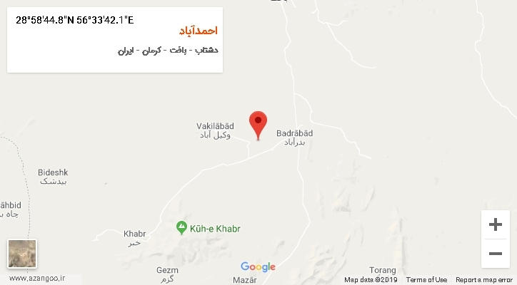 روستای احمدآباد بر روی نقشه