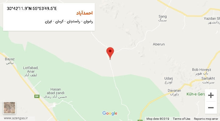 روستای احمدآباد بر روی نقشه