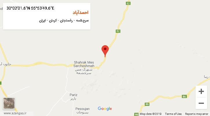 روستای احمدآباد بر روی نقشه