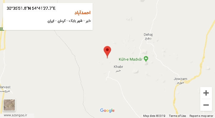 روستای احمدآباد بر روی نقشه