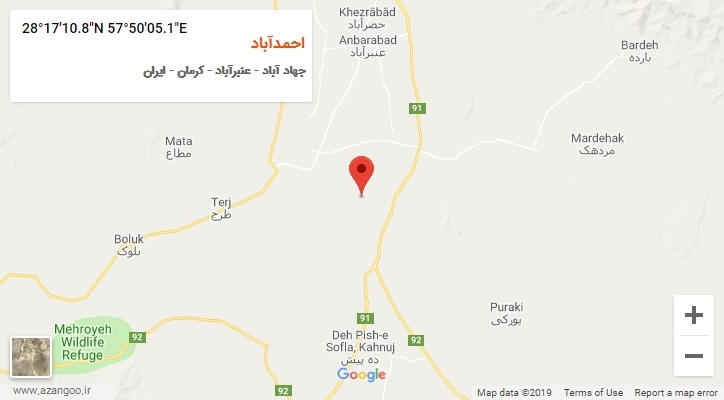 روستای احمدآباد بر روی نقشه