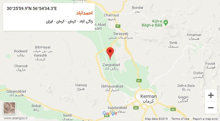 روستای احمدآباد بر روی نقشه