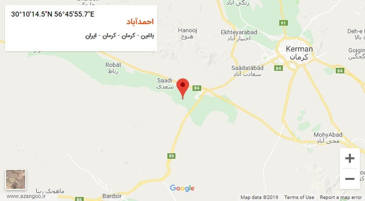 روستای احمدآباد بر روی نقشه