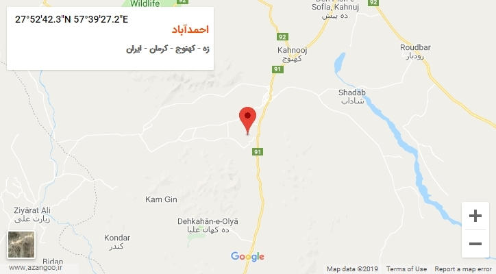 روستای احمدآباد بر روی نقشه