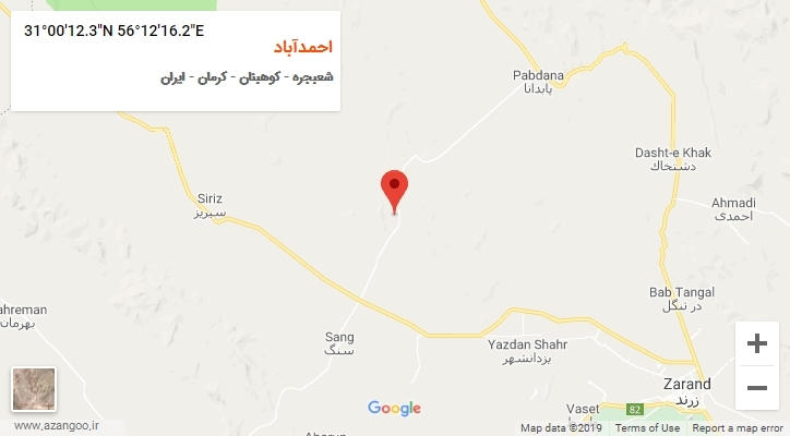 روستای احمدآباد بر روی نقشه