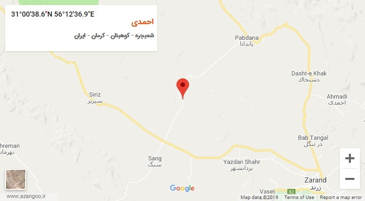 روستای احمدی بر روی نقشه