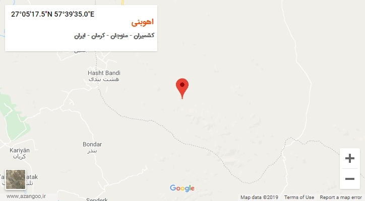 روستای اهوبنی بر روی نقشه