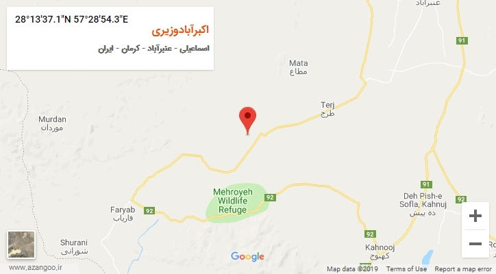 روستای اکبرآبادوزیری بر روی نقشه