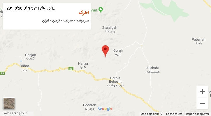 روستای اخرک بر روی نقشه