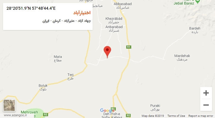 روستای اختیارآباد بر روی نقشه