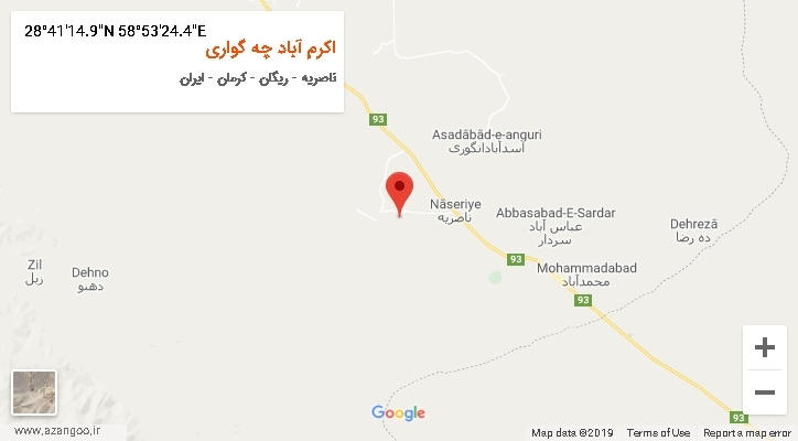 روستای اکرم آباد چه گواری بر روی نقشه